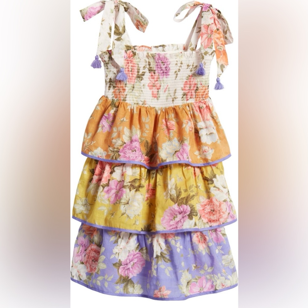 Zimmermann Kids’ Pattie Floral Tiered Cotton Sundress
